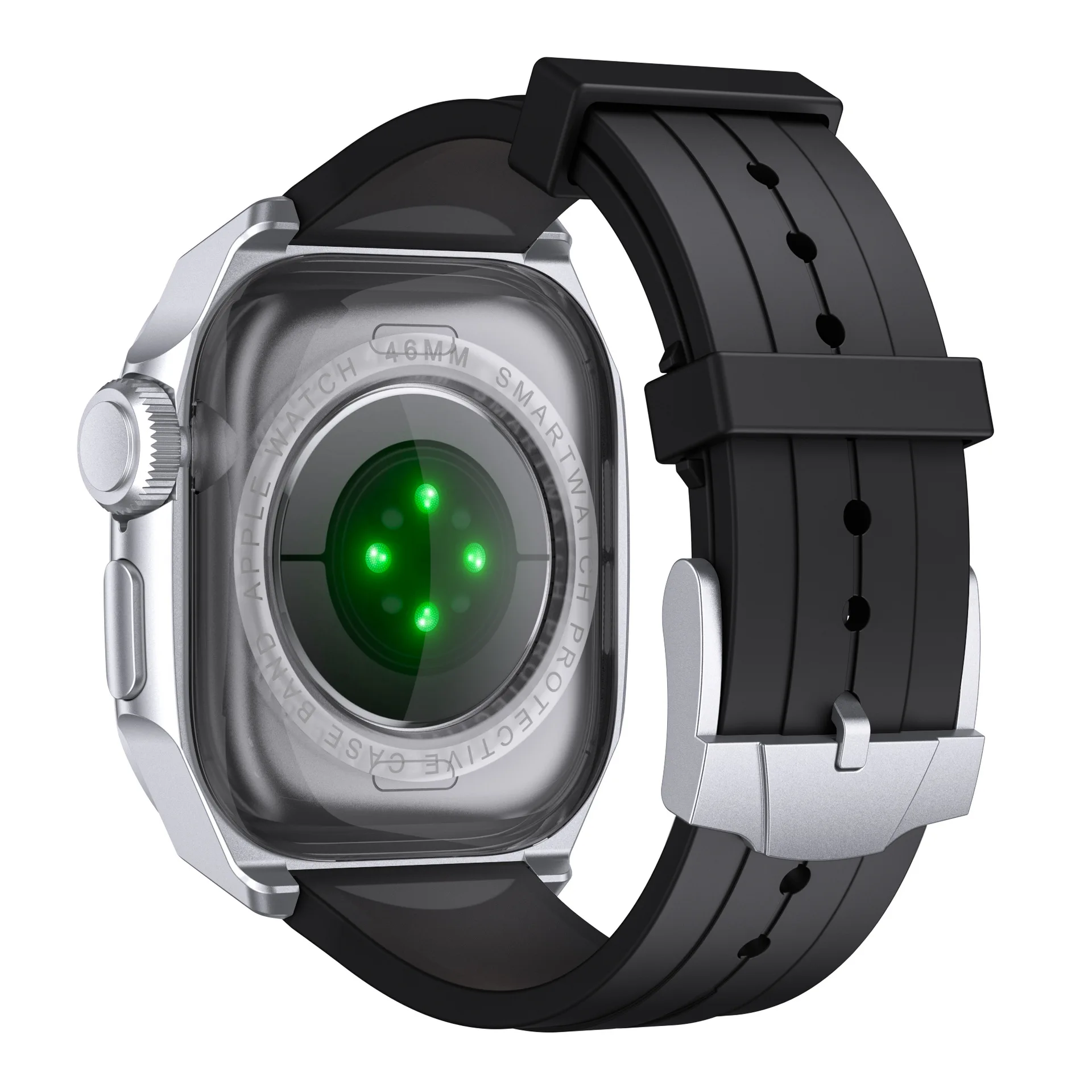 Funda de Metal de lujo para Apple Watch 11 10 46mm funda resistente correa de silicona para iwatch 9 8 7 6 SE3 5 4 44/45mm cubierta protectora