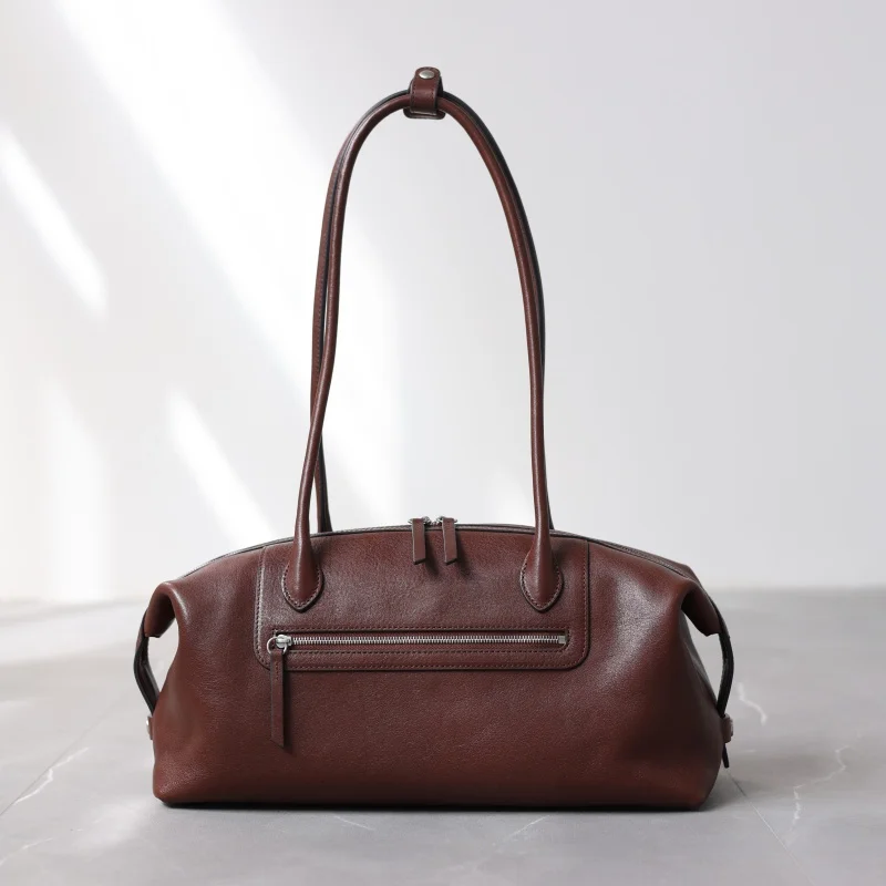 Genuine Leather Vintage Zipper Single Shoulder Bags For Women Luxury Commuting Handbag Versatile And Suitable For Four Seasons