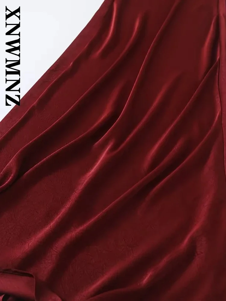 Xnwmnz 2025 verão nova mulher chique vestido de cetim maxi saia vintage feminino cor sólida o-gola sem mangas topo regular ajuste vestidos