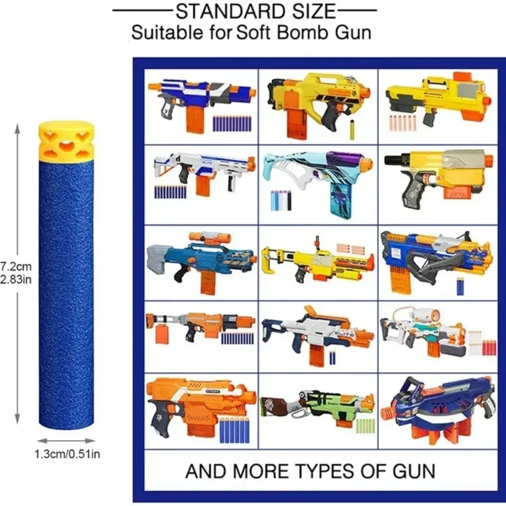 Blue Hollow Eva Soft Refill Bullets Foam Darts 7.2cm*1.3cm For Nerf,Elite Series Kids Toy Gun Accessories