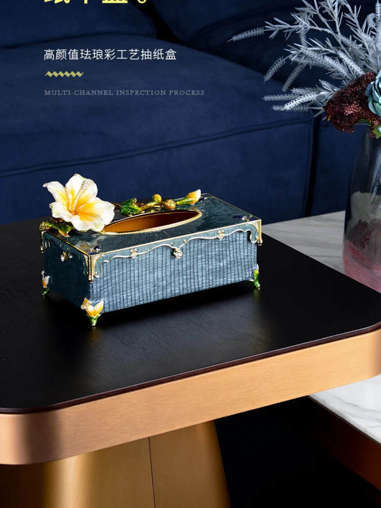 European Tissue Box Enamel Home Living Room Coffee Table Creative Storage Tissue Box Home Luxury Decoration