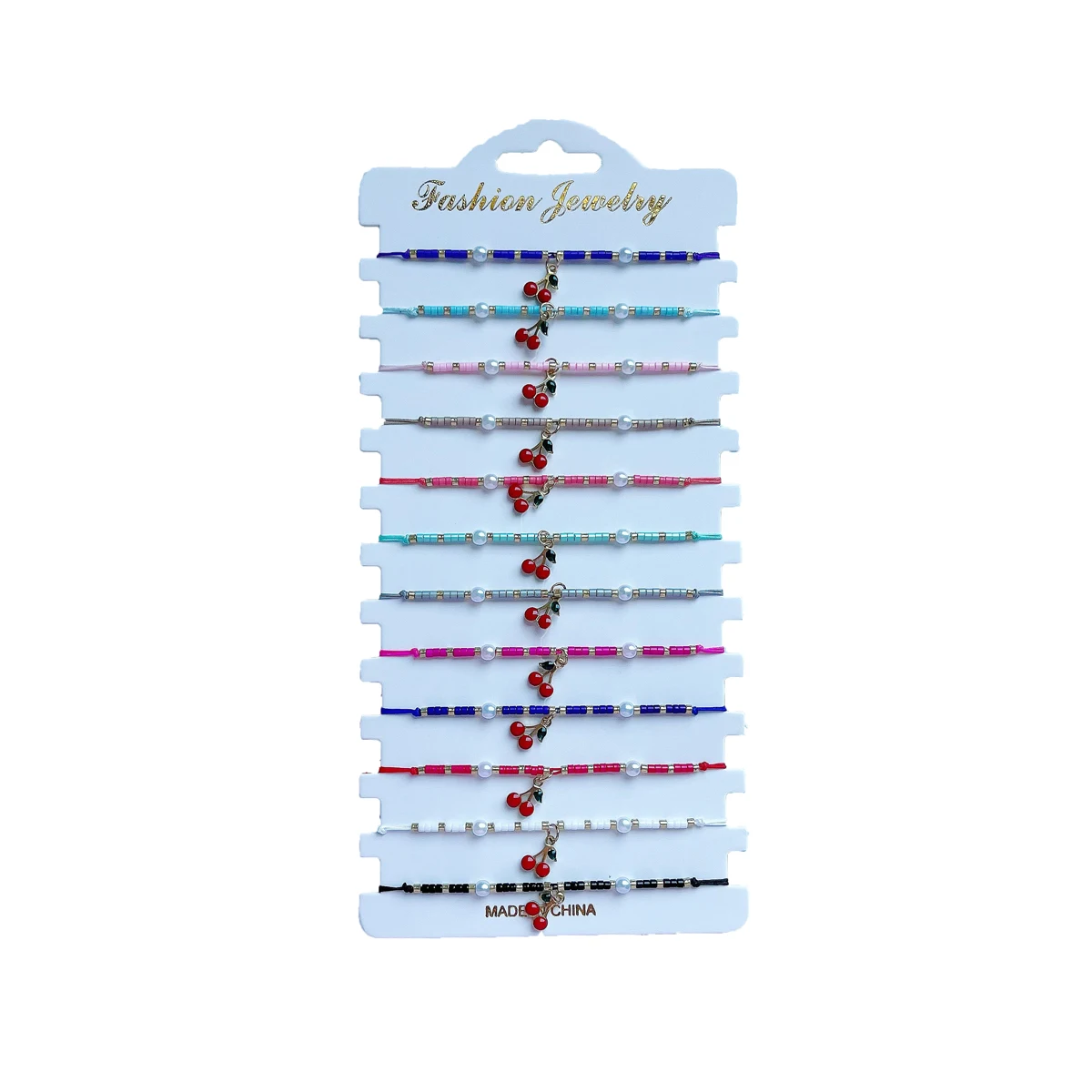 12 قطعة مجموعة أساور من خرز الأرز الملون أساور كرز الفاكهة الصيفية مع مجوهرات اللؤلؤ هدية لسوار الصديق