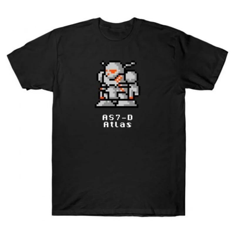 8bit Atlas Mechwarrior MWO Mech Combat RPG Gift t shirt Tech Robot Fighter Battletech Graphic clothes Short sleeve All size tops