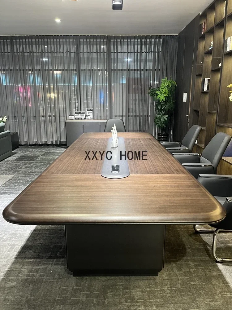 Conference Table Long Table Office Furniture High-Grade Paint Solid Wood Conference Room Simple Modern Negotiation Long Table