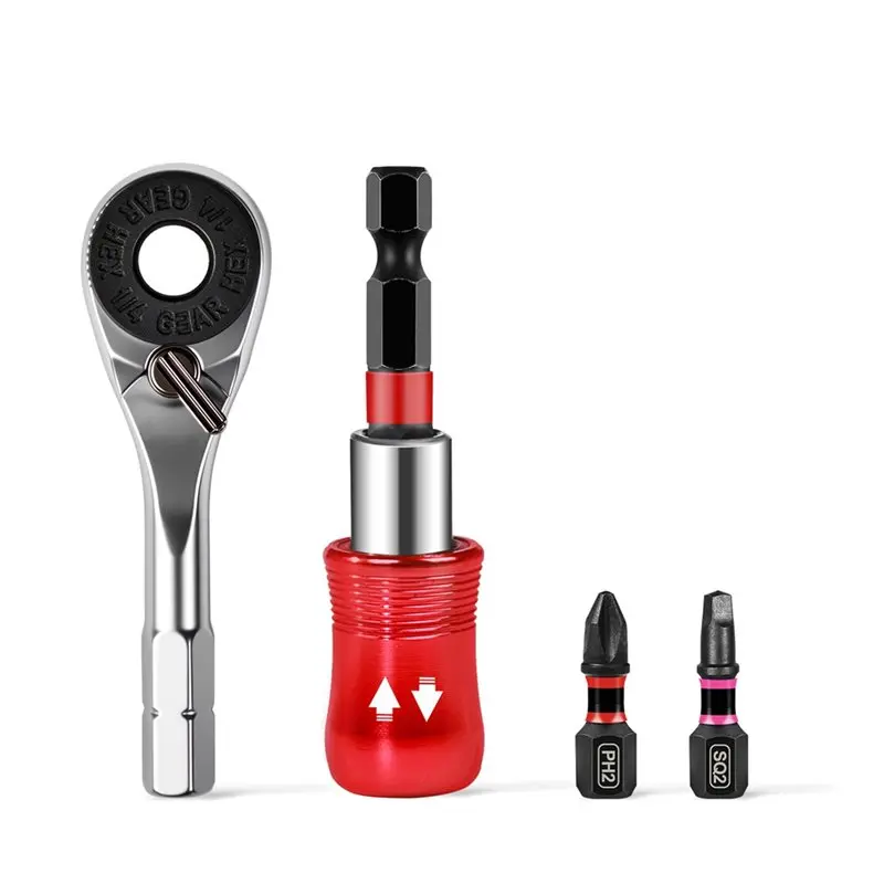 CMHI-Magnetic Locking Bit Holder And Driver Bit Included, Mini Ratchet Wrench Set- 72 Teeth 1/4