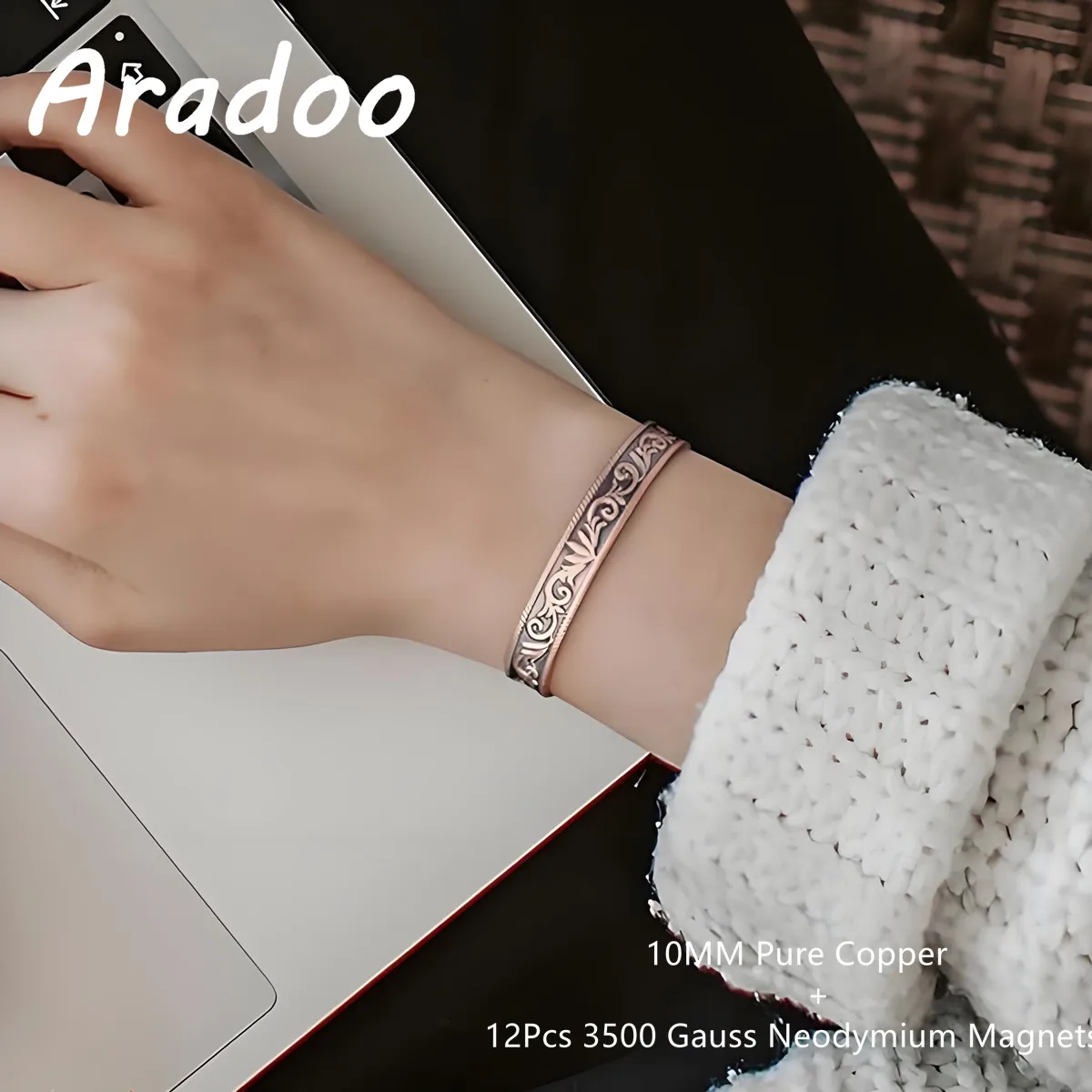 

ARADOO Magnetic Therapy Copper Bracelet for Women with 3500 Gauss Neodymium Magnetic Bangle Jewelry Gift