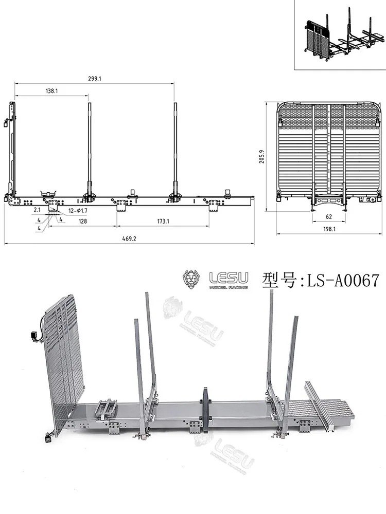 Metall-Holzkipper A0067 Light für 6x6 LESU 1/14 RC Holztransporter VM FE Kabine Ferngesteuerter LKW Z0107 Fahrzeugmodell – Detail 10