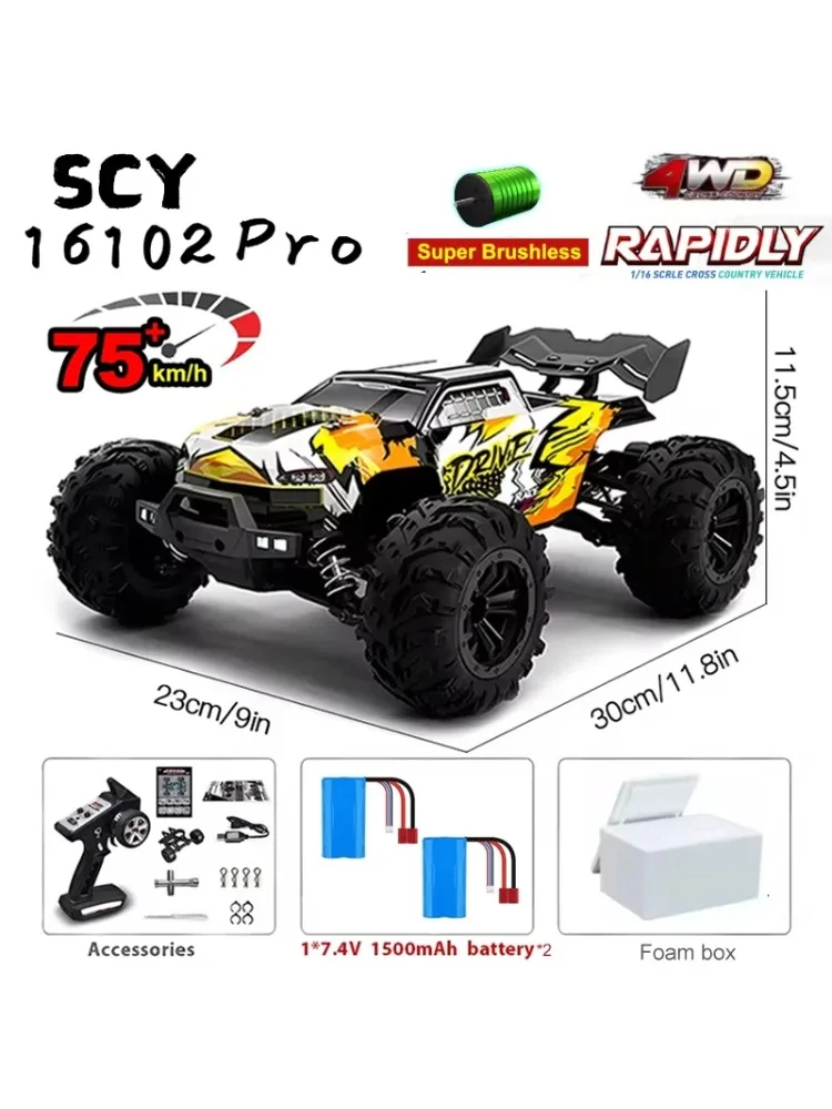 SG116MAX 16101 Pro 1:16 75 KM/H 4WD voiture RC avec lumière LED 2.4G voitures télécommandées haute vitesse dérive monstre camion enfants cadeau