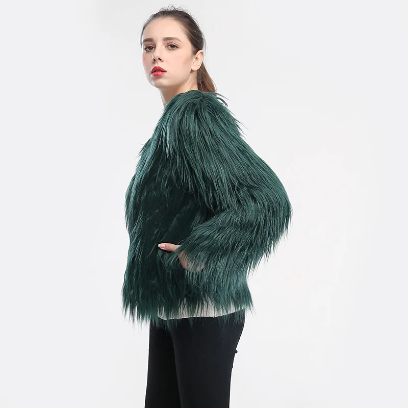 Formal Dresses2024 Autumn And Winter Women'S Fashion New Faux Fur Coat Solid Color Environmental Protection Slim Fit Warm Top