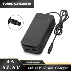 54.6V 4A Lithium Battery Charger For 13Series 48V Li-ion Battery Pack Fast Charging 3-Pin GX12 Connectors With Cooling Fan