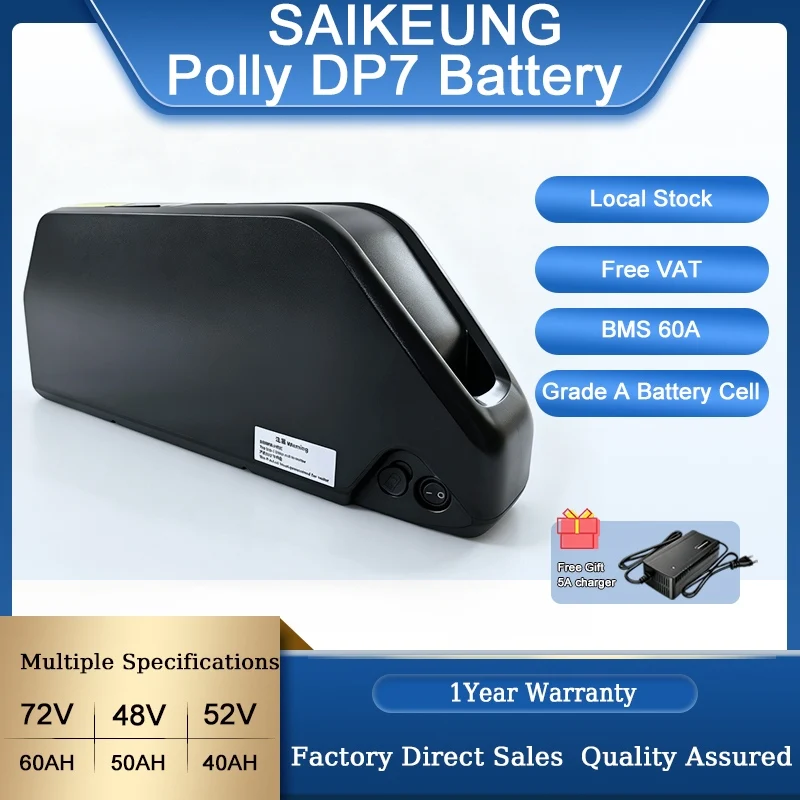 

48v50ah Hailong Polly7 36v52v60v72v 45ah Electric Bike Champ Rider 30 40 60ah Battery 1000w2000w3000w Kit E Bike Lithium Battery