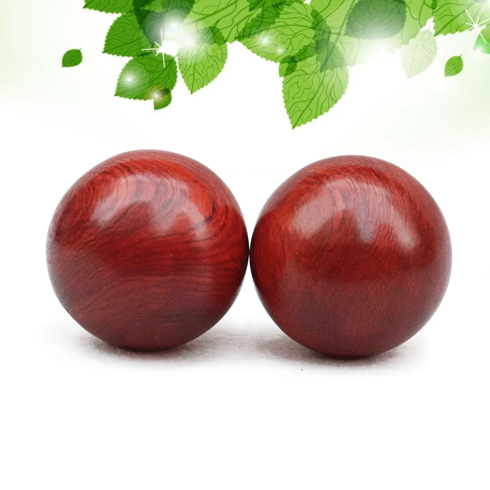 2pcs Rosewood Antistress Hand Massage Wood Ball Massager Roller Acupressure Lower Blood Circulation (5cm)