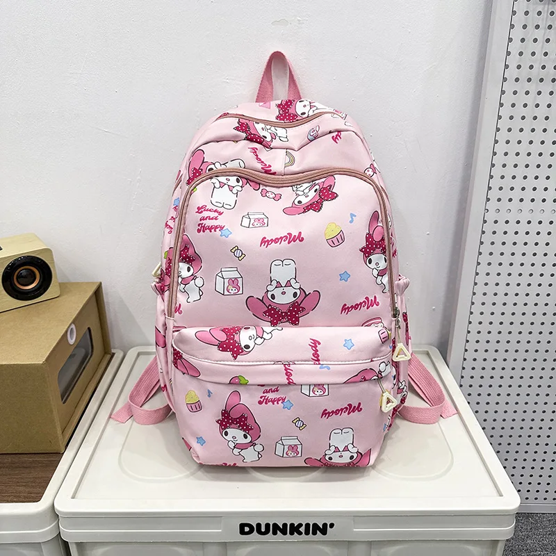 Plecak Sanrio Melody, Cinnamoroll Kuromi uroczy Daypack, tornister z kreskówki Anime, dziewczęcy plecak podróżny na co dzień