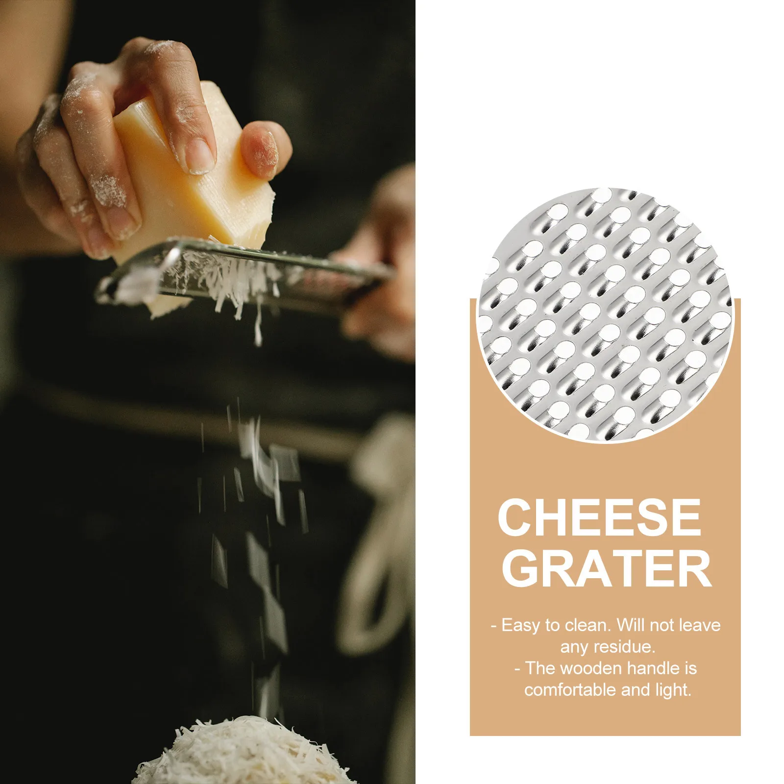

2Pcs Cheese Graters Stainless Steel Multipurpose Grater Comfortable Light Wooden Handle Rust Resistant Stainless Steel Grater