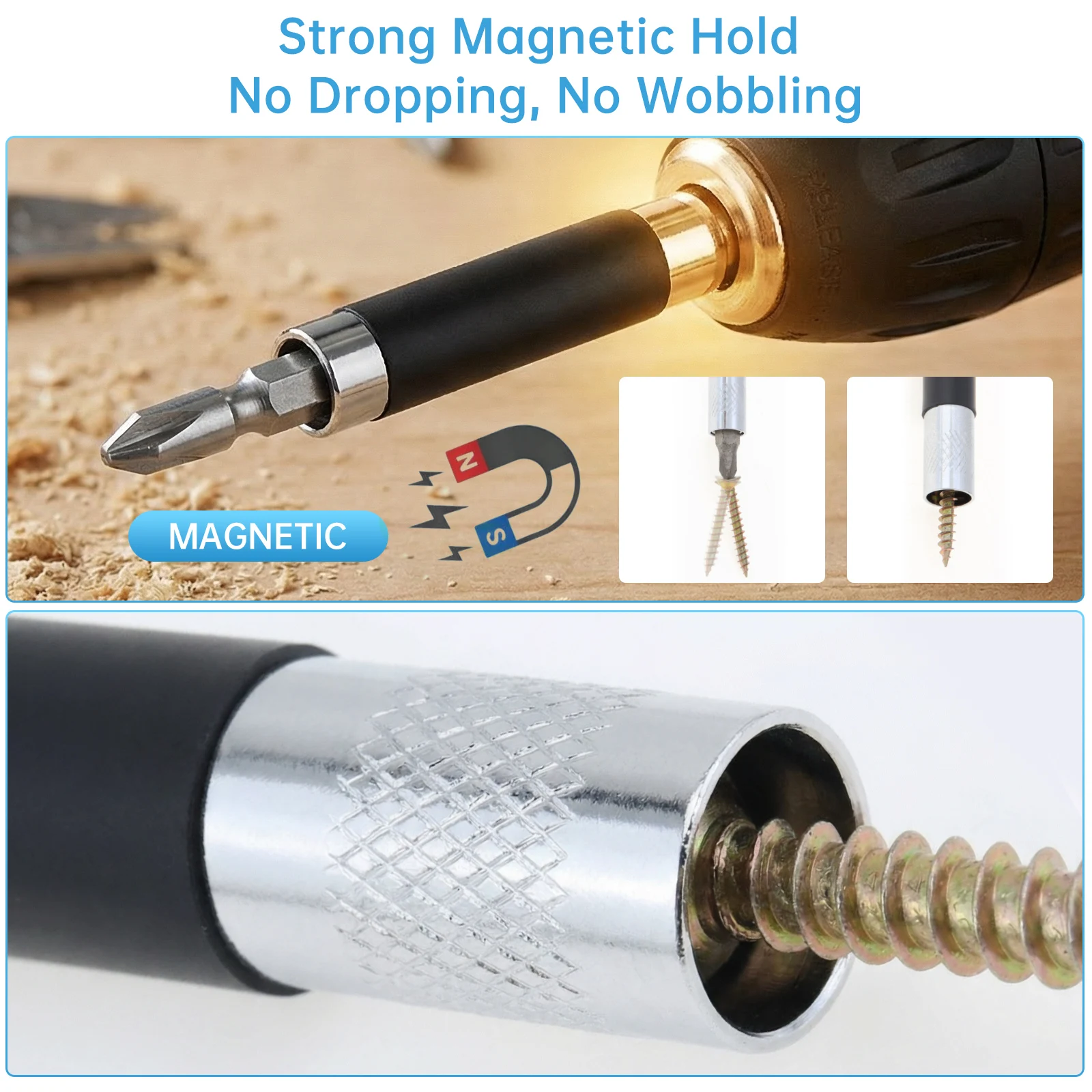 3PCS 80/120/140mm Telescopic Extension Bar Adapter Rod Hexagonal Handle Joint Sleeve Extension Rod Drill Bit Tool Wrench Set
