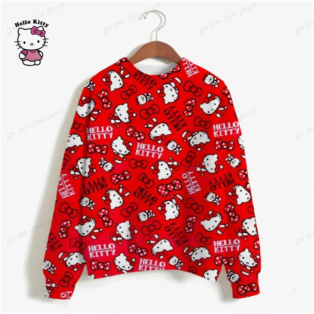 Hoodie Pullover Hooded Sweatshirts Women HELLO KITTY Print Long Sleeve Plus Size Casual Pull Hoody Autumn Clothes Sudadera y2k