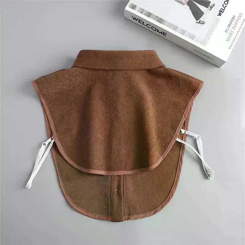 قميص نسائي عتيق بياقة صناعية بنية دافئة وأنيقة مثالي لطبقات ملابس غير رسمية قميص على الطراز العتيق، ياقات قابلة للفصل #5