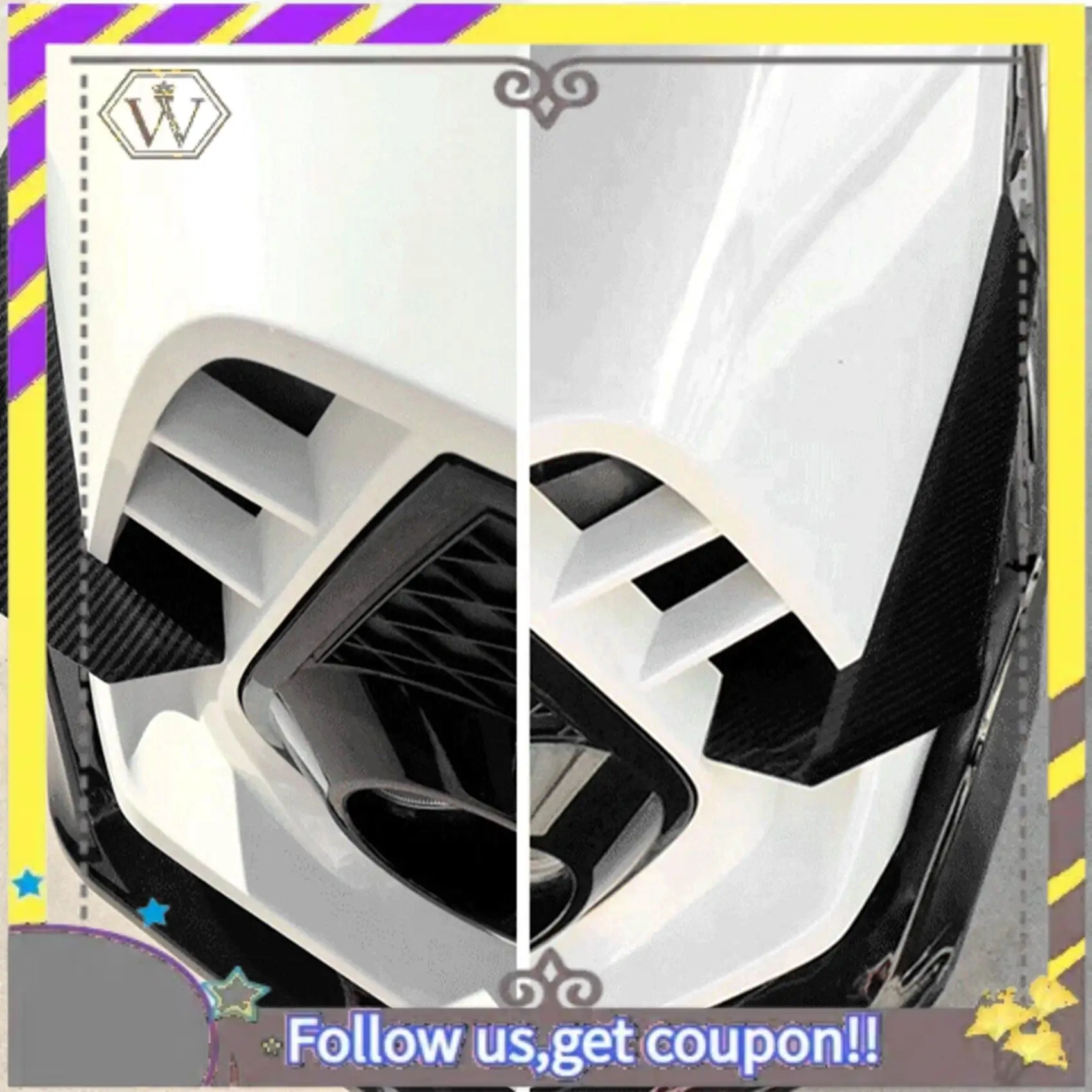 

ABXV-4Pcs Car Front Bumper Lip Splitter Fin Long Air Knife Auto Body Kit Car Spoiler For Honda Civic 10TH Type-R 2019-2021