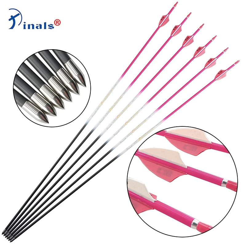 Pinals Archery Bow And Carbon Arrow Spine 500-1000 30inch Shaft Turkey Feather 80Gn Shooting Bow Hunting Professional