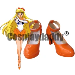 W magazynie Minako Aino Sailor Venus Ver. Anime Cosplay pomarańczowe szpilki z paskiem na kostkę buty motyw Halloween imprezę H016