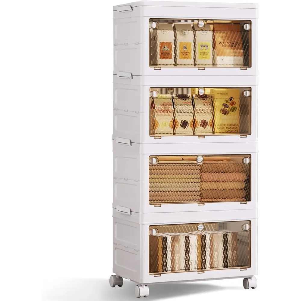 

4-Tier Stackable Plastic Storage Bins - 67QT Stackable Storage Bins - Closet Organization Suitable for Bedroom, Organization and