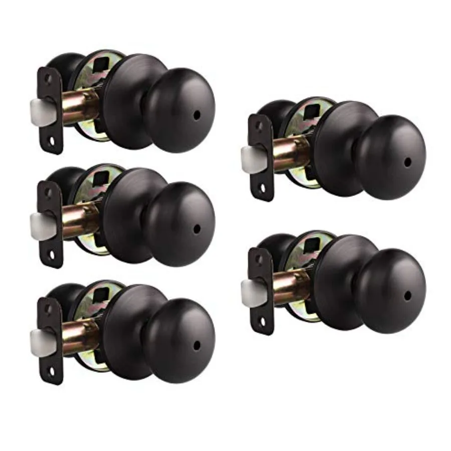 

Keyless Privacy Door Knobs with Lock, Interior Door Locks for Bedroom Bathroom, Ball Shape Door Lockset in Finish