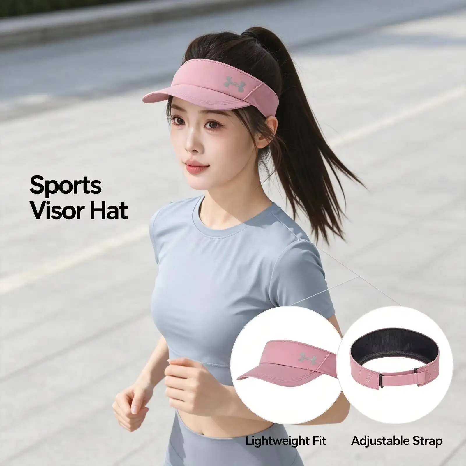 New Under New Armour Pink Sports Visor Hat Lightweight Adjustable Strap Sun Protection Cap for Running Tennis Golf Outdoor