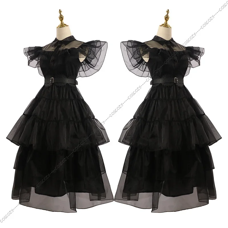 Movie Wednesday Cosplay Dresses Wednesday Addams Cosplay Costume Gothic Style Adult Dress Halloween Party Costumes