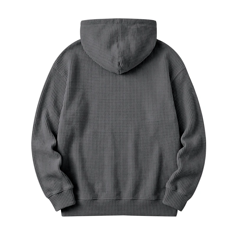 Herren Frühling und Herbst Einteiliger Waffel-Strick 1/4 Reißverschluss Lässiger Loser Kapuzenpullover, Geeignet für den Täglichen Gebrauch – Detail 21