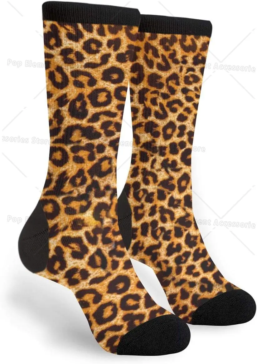 Cheetah Leopard Cool Socks Men's Women's Crew Socks Funny Crazy Novelty Socks