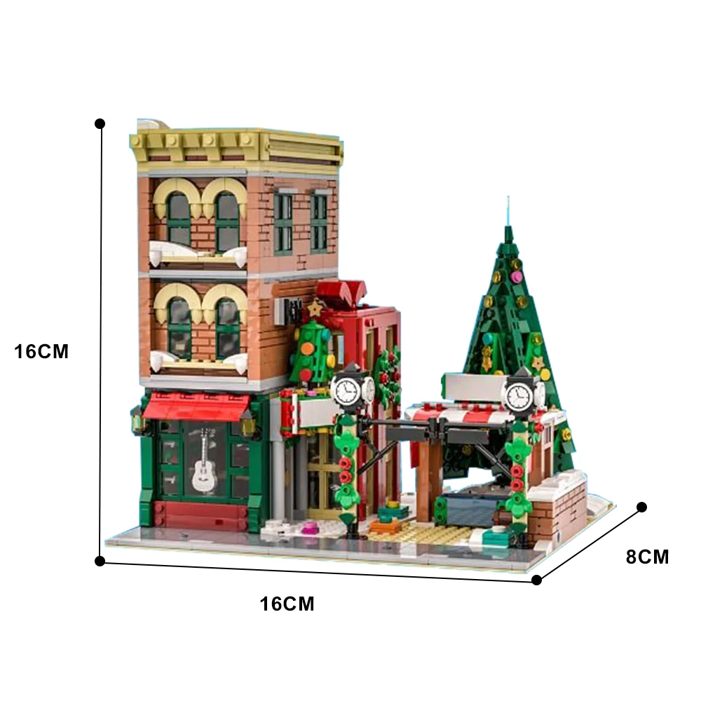 SETBRICKS MOC Winter Village City Street House Modular Architecture Brick Model DIY Education Assembly Toy for Christmas Gift