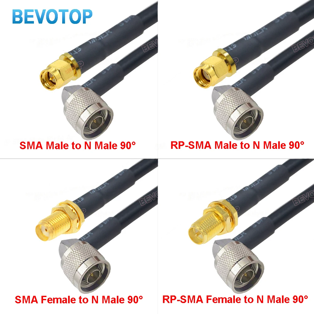 1PCS LMR300 Cable RP SMA/SMAMale & Female  to N Male Right Angle 50-5 Pigtail Low Loss Coaxial Cable Extension 10CM~30CM