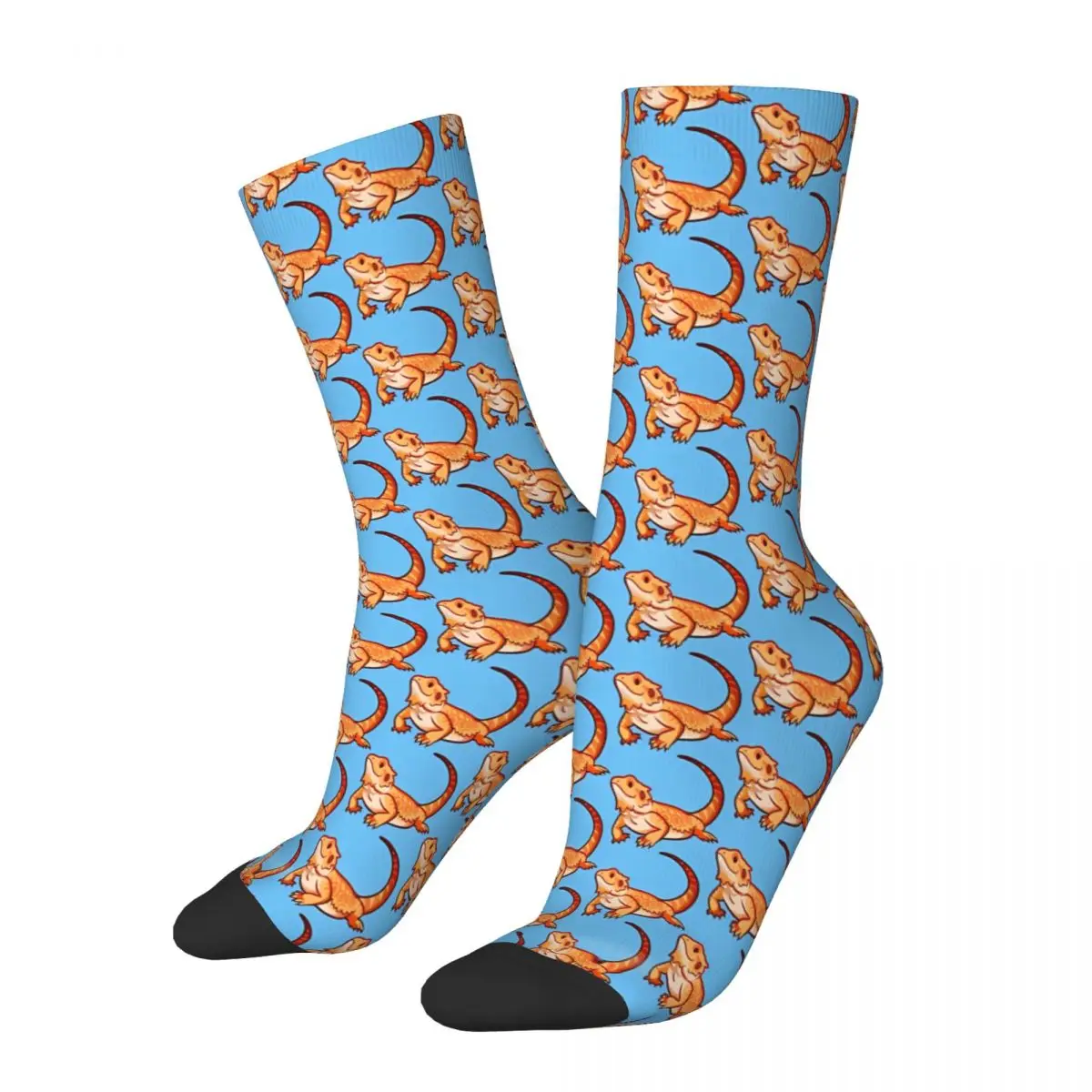 Blue Bearded Dragon Lizard Crawling Pets Socks Male Mens Women Spring Stockings Printed