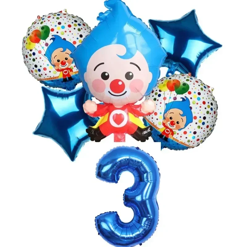 Globos de aluminio Plip de payaso de dibujos animados para niños, suministros de decoración para fiesta de cumpleaños, Globos de aire para Baby Shower, juguetes para niños, 6 unids/set