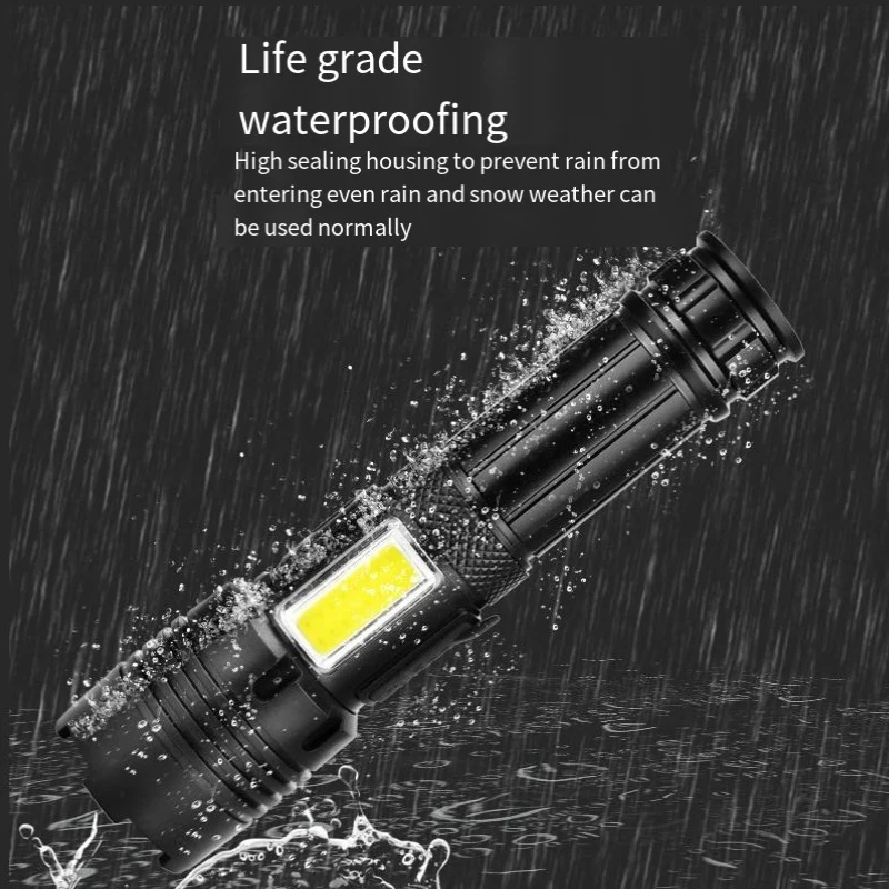 Strong Light Flashlight COB Side Light USB Charging Zoom Multi-Function Super Bright