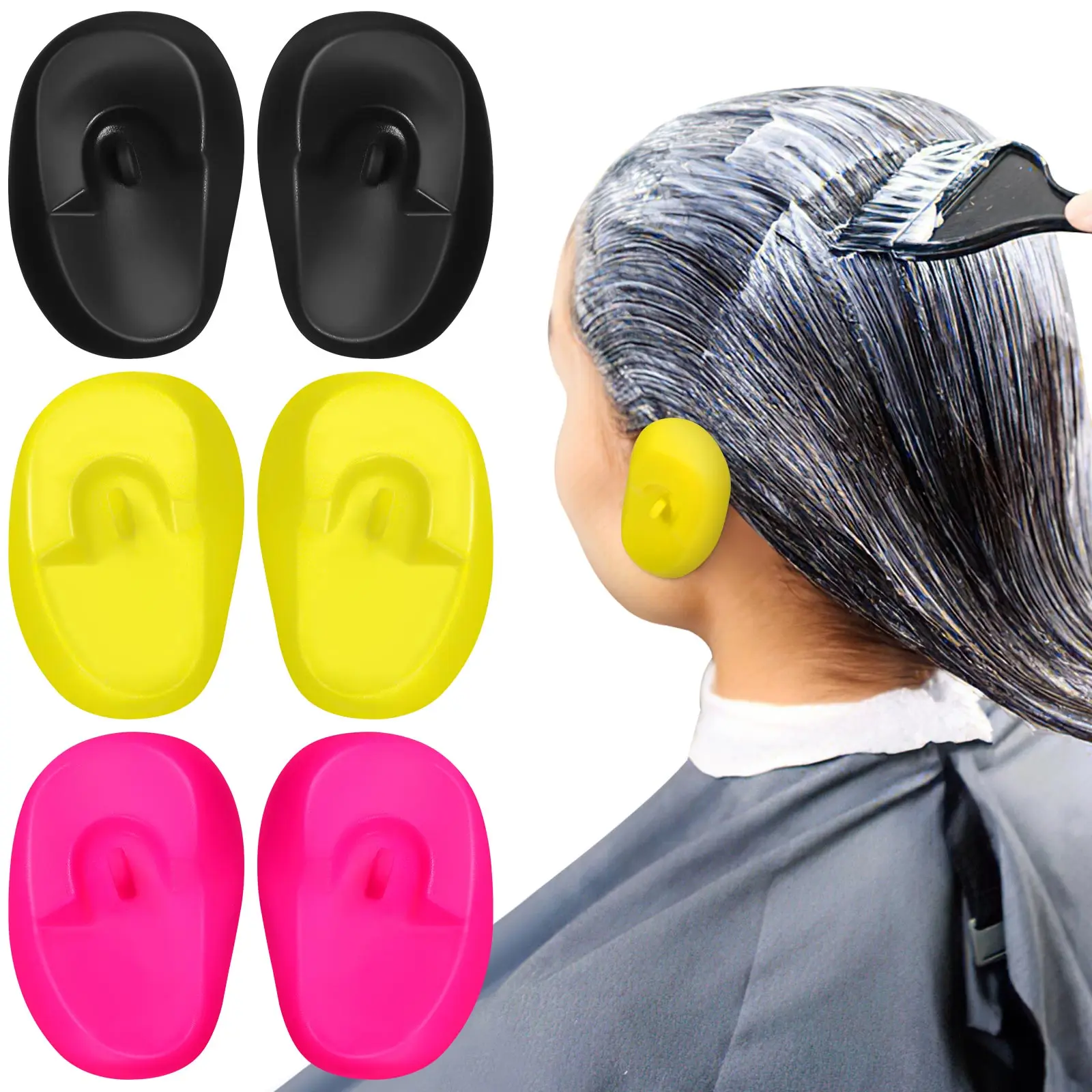 

6Pcs Earmuffs Hair Dyeing Ear Protectors Waterproof Plastic Ear Covers Hair Coloring Supplies Suitable Salon Use
