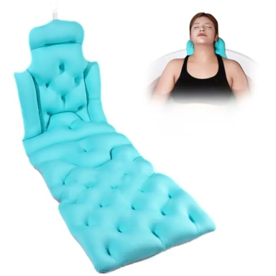 

Full Body Bath Pillow 51"x16" Thick Bathtub Cushion with Laundry Bag Neck and Back Support Pillow for Bathtub Ocean Blue