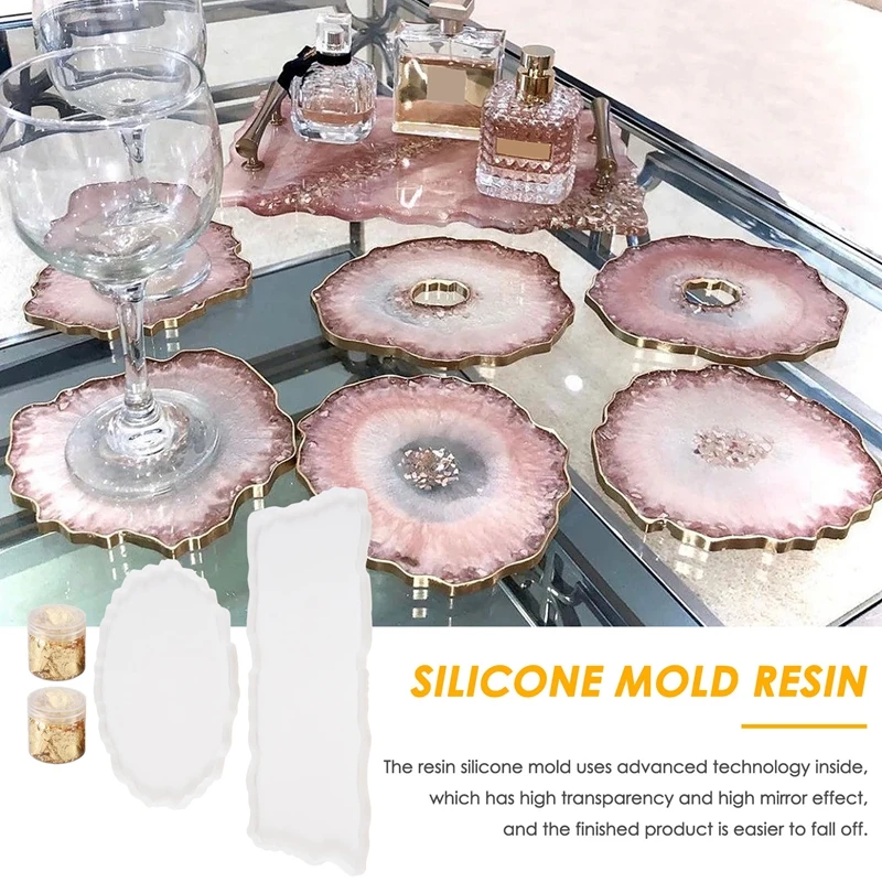 

【A08I】Набор из 2 силиконовых форм для подносов, нерегулярной формы, для эпоксидной смолы, для поделок своими руками (прямоугольная+круглая)