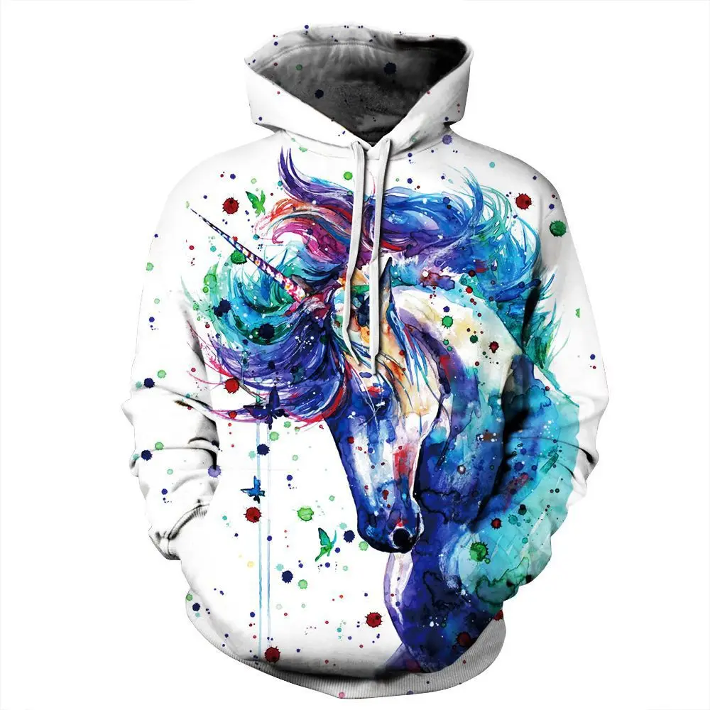 

Autumn Winter Children Hoodies 3D Unicorn Print Kids Fashion Outdoor Long Sleeve Hoodie Pullover Kid Casual Daily Street Clothes