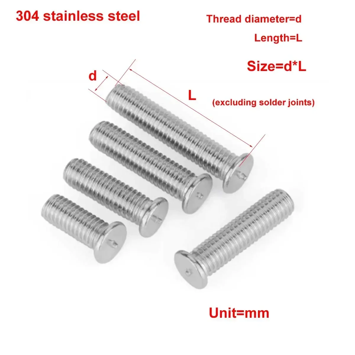 

304 Stainless Steel Spot Welding Screws/Welding Stud Screws M3M4M5M6M8