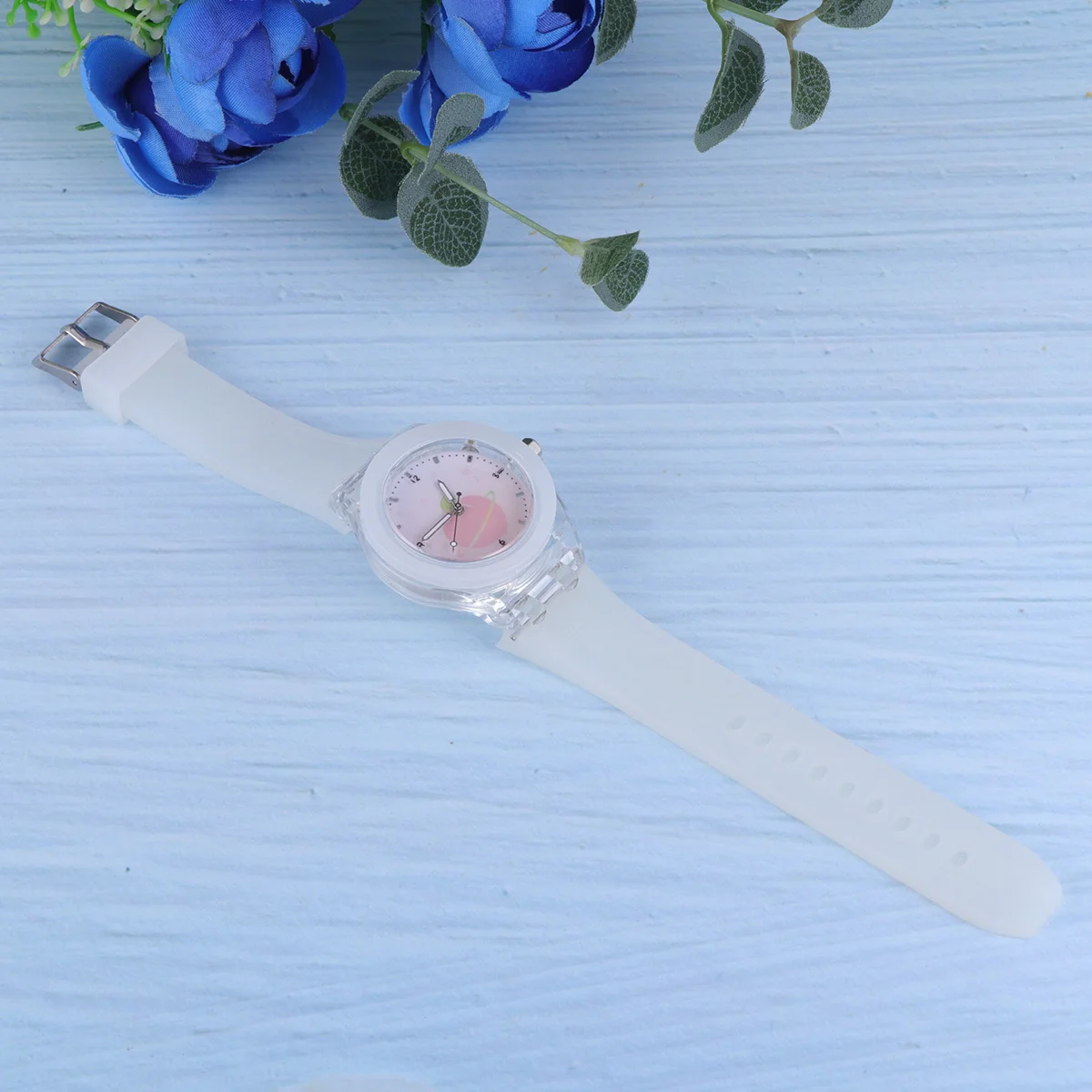 1pc Candy Color Luminous Glow In The Dark Wristband For Peach Pattern Durable Wearable For Luminous Watch