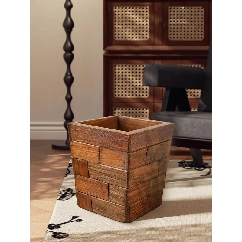 

Мебель для дома, мусорное ведро в стиле ретро, деревянная домашняя гостиная, новая китайская креативная деревянная мусорная корзина, легкая, роскошная, элитная