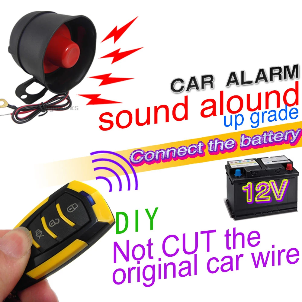 Car Alarm Universal 12Volt Automobile Protecting System Device 7-Levels Sensitivity Vehicle Alarm System with Remote Controllers