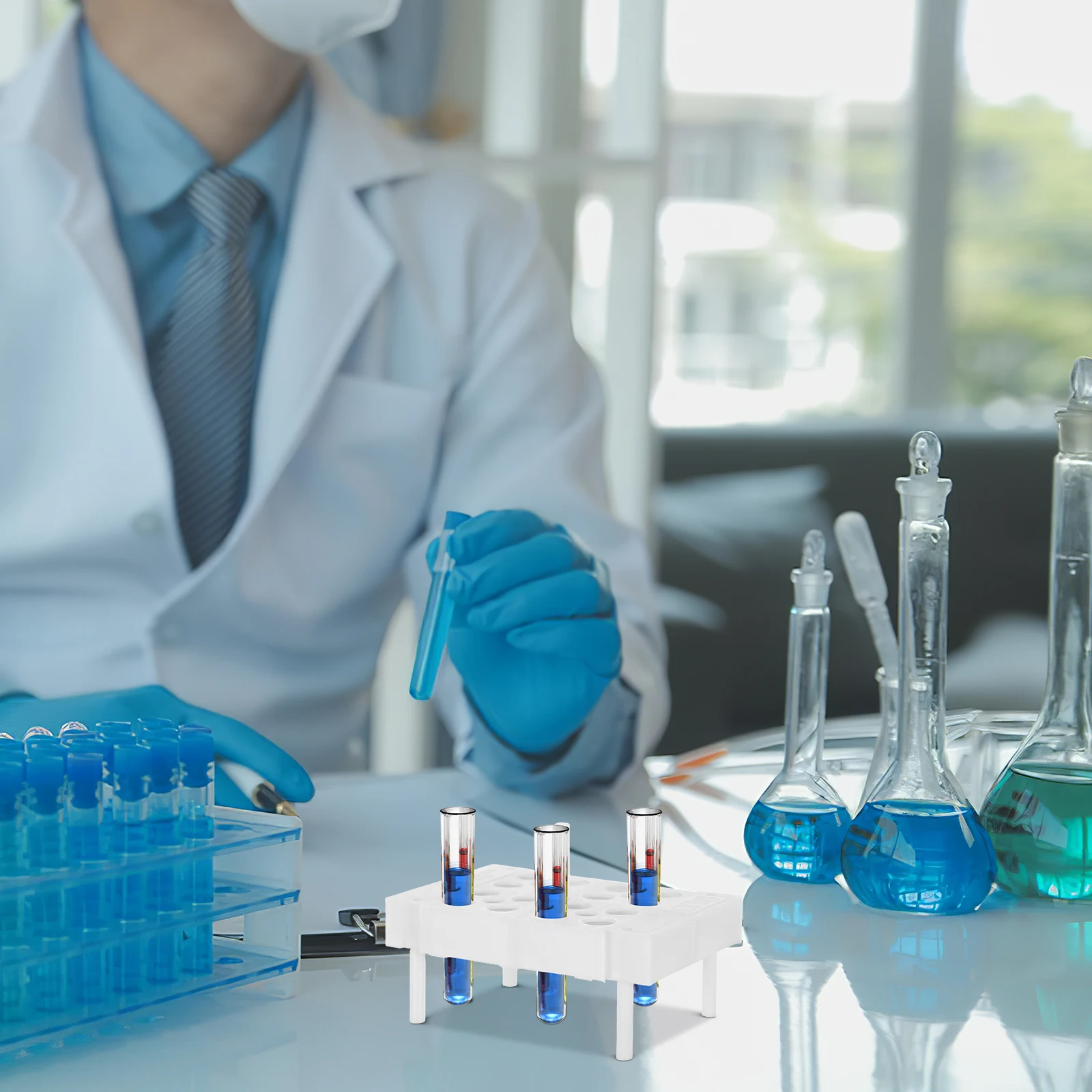 

Test Tube Holder Tubes Stand Lab Vial Display Rack Sampling Organizer Stable SpaceSaving Construction