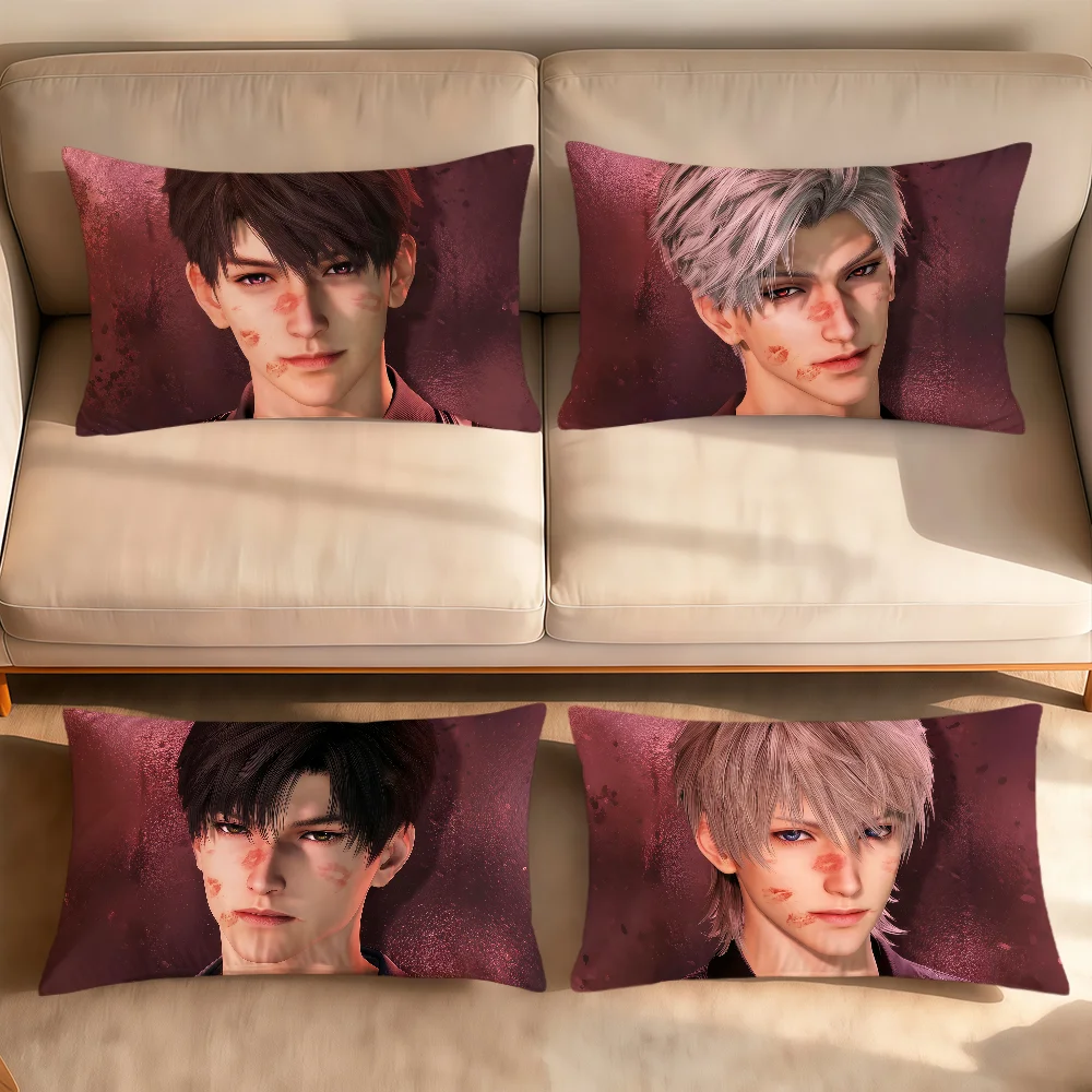 Image of Sylus Caleb Zayne Love And Deepspace Lipstick Marks Rechteckiger Kissenbezug für Zuhause, Sofa, Wohnzimmer, Hogar-Dekoration, Kissenbezug