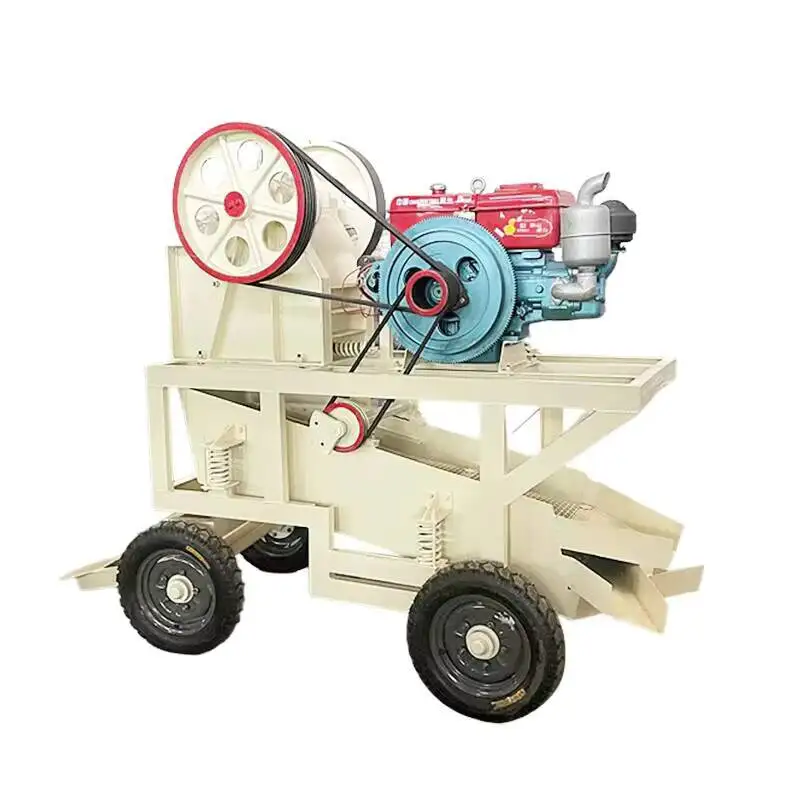 آلة كسارة مطرقة حجرية صغيرة محمولة صغيرة الحجم محمولة بالديزل الصخري الذهبي للبيع