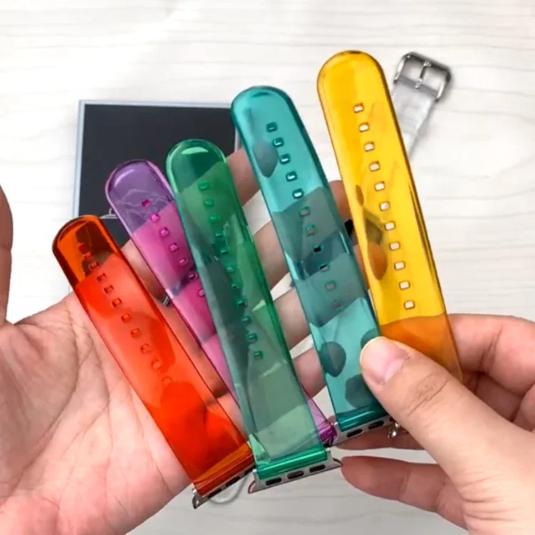 شفاف واضح بولي TPU الراتنج حزام ل أبل ساعة iwatch 8 7 6 5 4 3 2 SE 41 مللي متر 45 مللي متر 38 مللي متر 42 مللي متر 40 مللي متر 44 مللي متر الرجال النساء سوار الفرقة