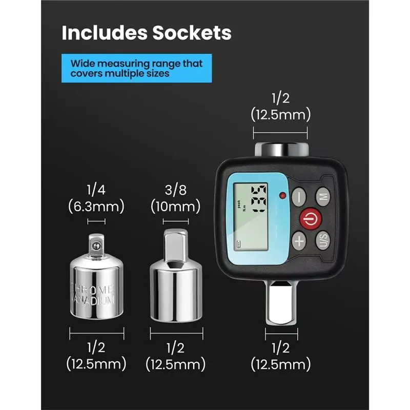 AC88-Car Bike Repair Tool Electronic Torque Meter High Precision Torque Adapter Square Drive 1/2
