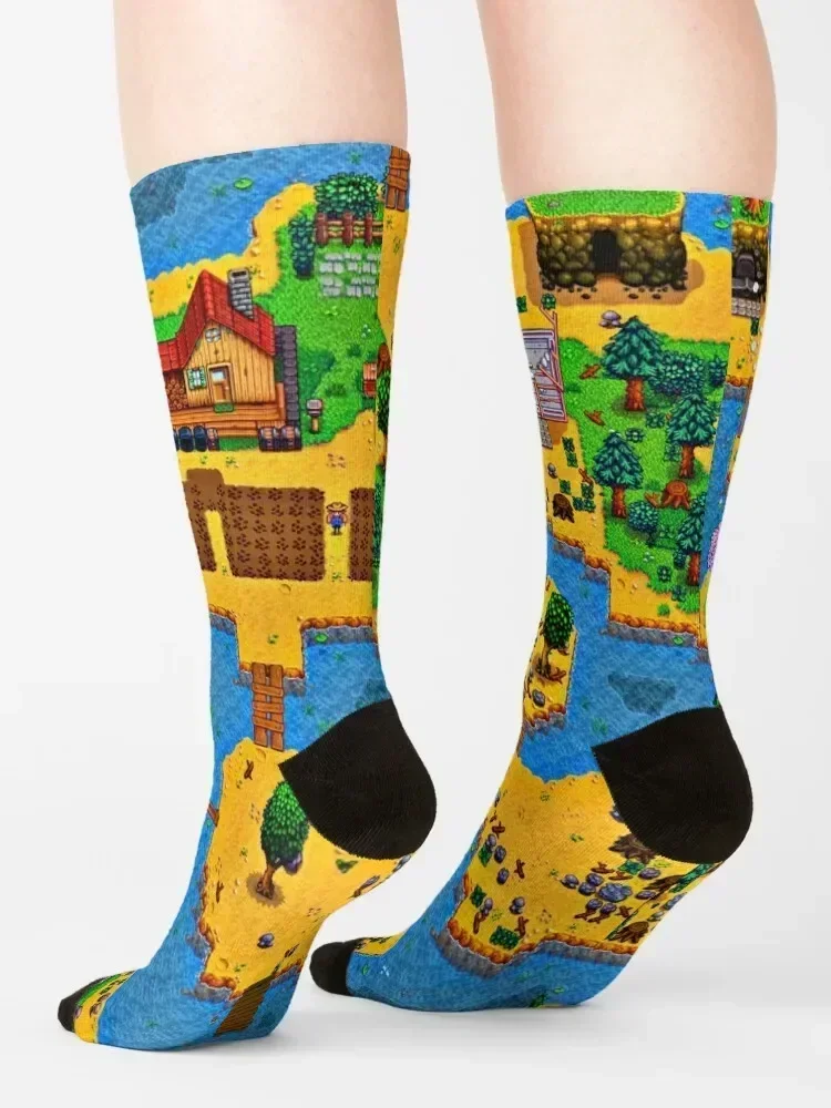 Stardew valley farm map Socks sheer Run Crossfit christmass gift Socks Women Men's