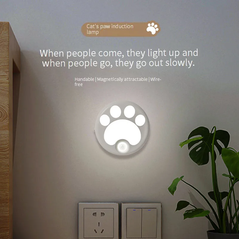 

Led Cat Paw Sensor Light Magnetic Night Light Bedroom Sleep Light Breastfeeding Night Bedside Lamp Aisle Plug-in Ambient Light